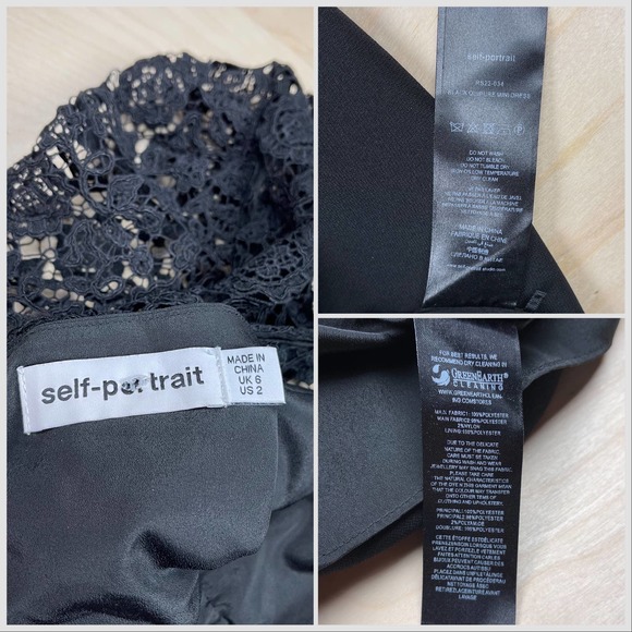 Self-Portrait Black Embellished Guipure Diamante Lace Mini Dress - Picture 7 of 9